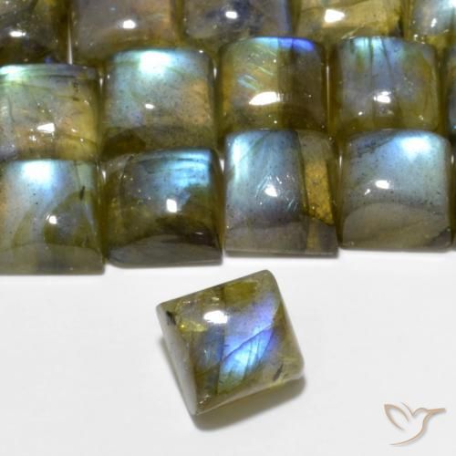 Labradorita Multicolor natural de 1.46 ct, Cuadrado, Translúcido