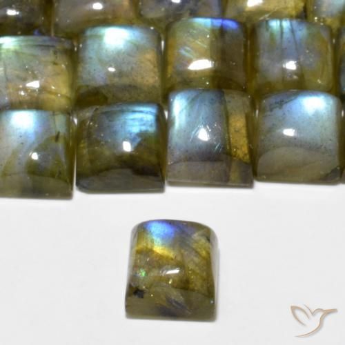 Labradorita Multicolor natural de 1.46 ct, Cuadrado, Translúcido