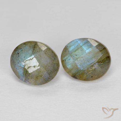 Gemas de Labradorita Multicolor natural de 2.48 ct, Ovalada, Translúcido