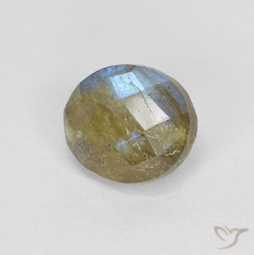 Labradorita Multicolor natural de 1.26 ct, Ovalada, Translúcido