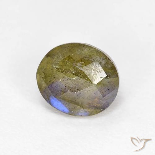 Labradorita Multicolor natural de 1.31 ct, Ovalada, Translúcido