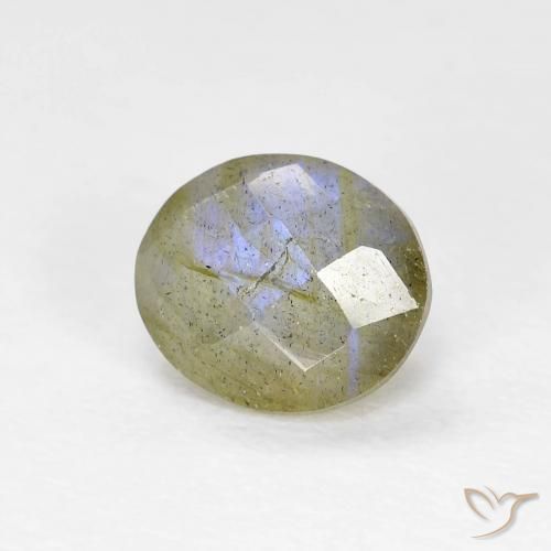Labradorita Multicolor natural de 1.19 ct, Ovalada, Translúcido
