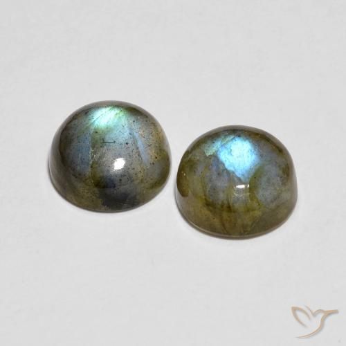 Gemas de Labradorita Multicolor natural de 4.36 ct, Redondo, Translúcido