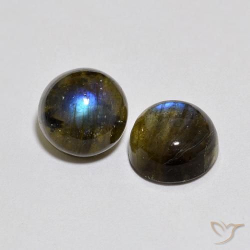Gemas de Labradorita Multicolor natural de 4.83 ct, Redondo, Translúcido