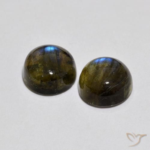 Gemas de Labradorita Multicolor natural de 4.83 ct, Redondo, Translúcido