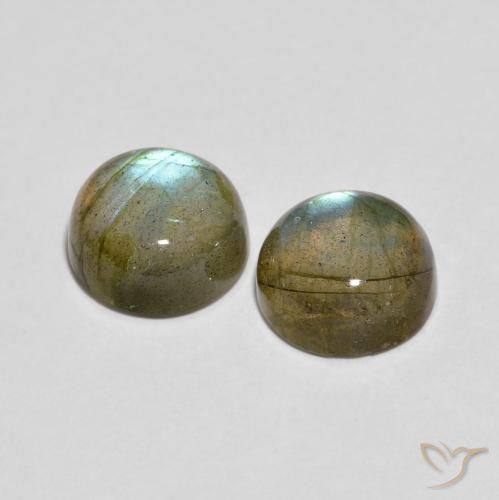 Gemas de Labradorita Multicolor natural de 4.61 ct, Redondo, Translúcido