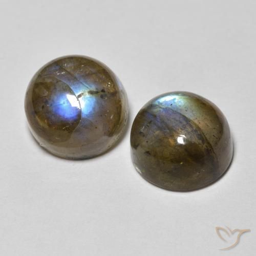 Gemas de Labradorita Multicolor natural de 3.72 ct, Redondo, Translúcido