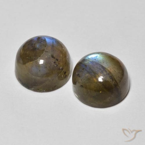 Gemas de Labradorita Multicolor natural de 3.72 ct, Redondo, Translúcido