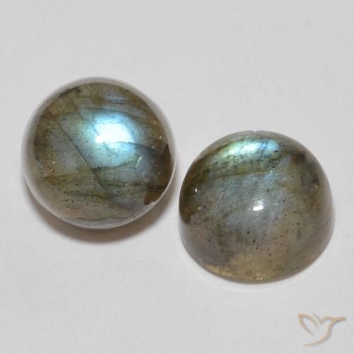 Gemas de Labradorita Multicolor natural de 3.64 ct, Redondo, Translúcido