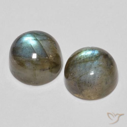 Gemas de Labradorita Multicolor natural de 3.64 ct, Redondo, Translúcido