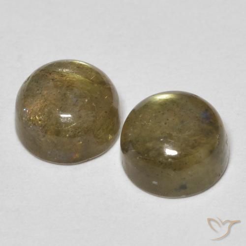 Gemas de Labradorita Multicolor natural de 2.44 ct, Redondo, Translúcido