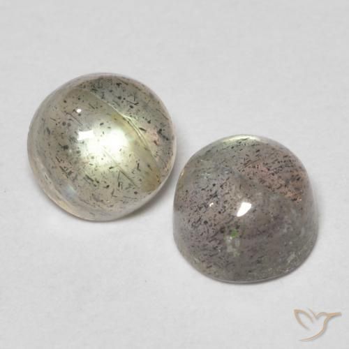 Gemas de Labradorita Multicolor natural de 1.66 ct, Redondo, Translúcido