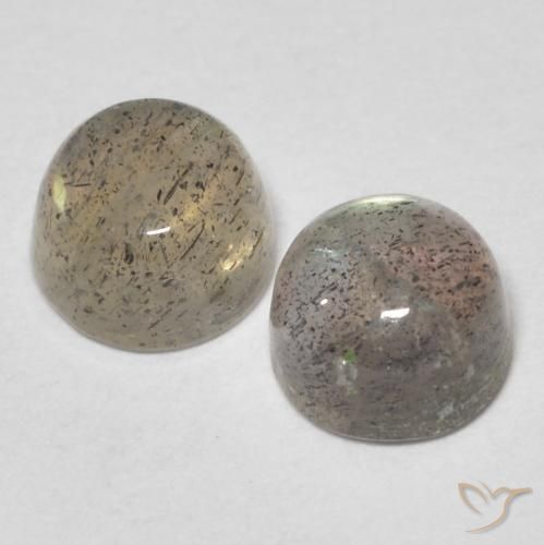 Gemas de Labradorita Multicolor natural de 1.66 ct, Redondo, Translúcido
