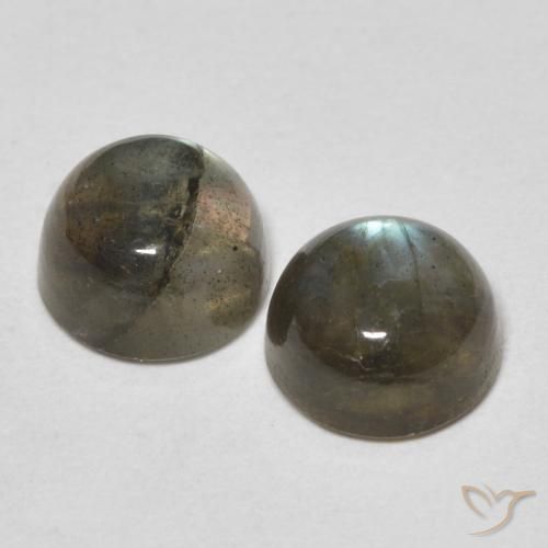 Gemas de Labradorita Multicolor natural de 2.15 ct, Redondo, Translúcido