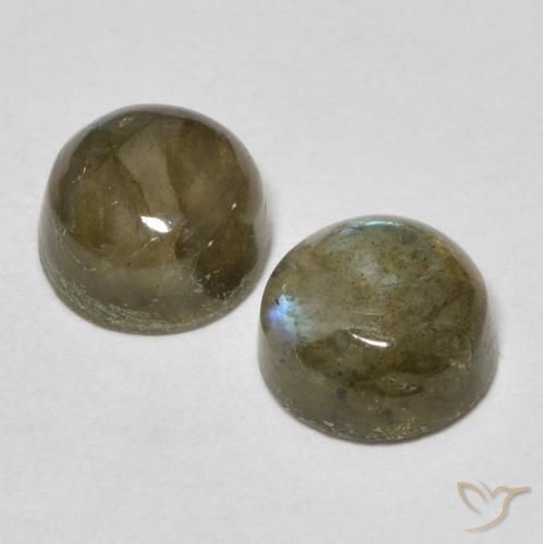 Gemas de Labradorita Multicolor natural de 2.33 ct, Redondo, Translúcido