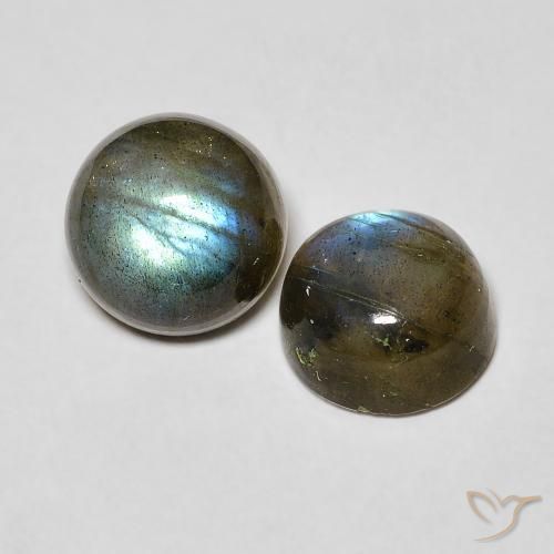 Gemas de Labradorita Multicolor natural de 3.10 ct, Redondo, Translúcido