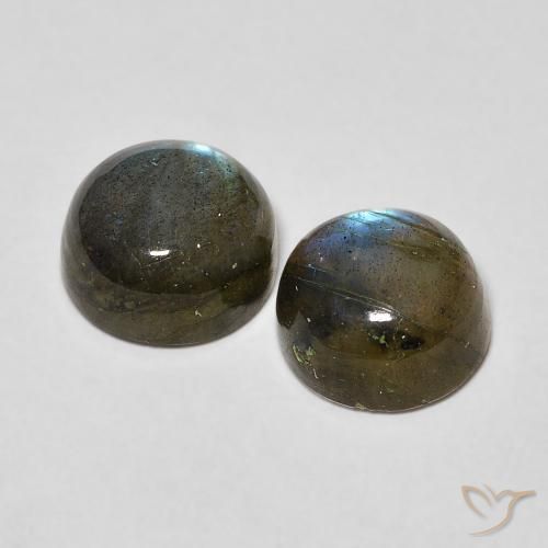 Gemas de Labradorita Multicolor natural de 3.10 ct, Redondo, Translúcido