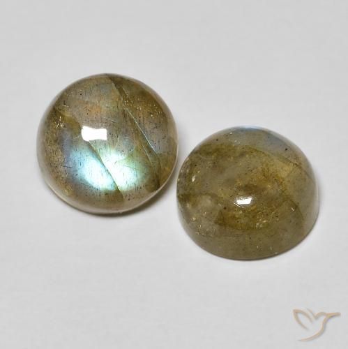 Gemas de Labradorita Multicolor natural de 5.04 ct, Redondo, Translúcido