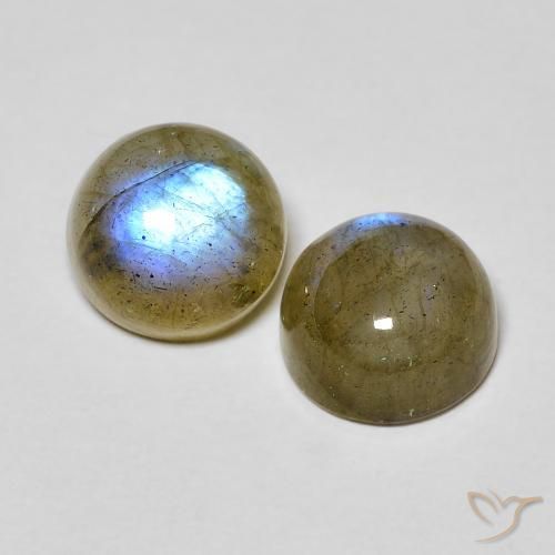 Gemas de Labradorita Multicolor natural de 3.74 ct, Redondo, Translúcido
