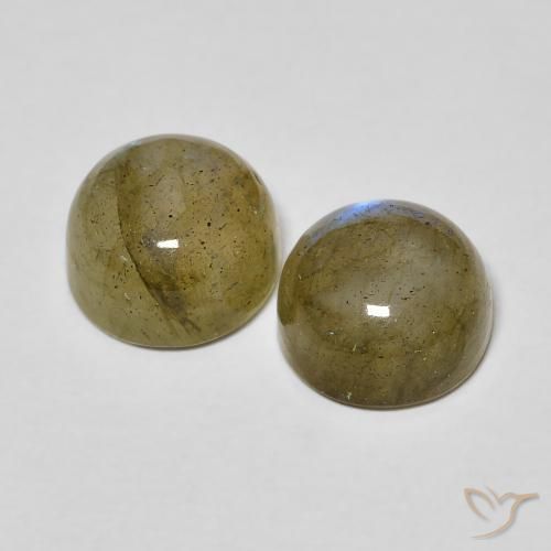 Gemas de Labradorita Multicolor natural de 3.74 ct, Redondo, Translúcido