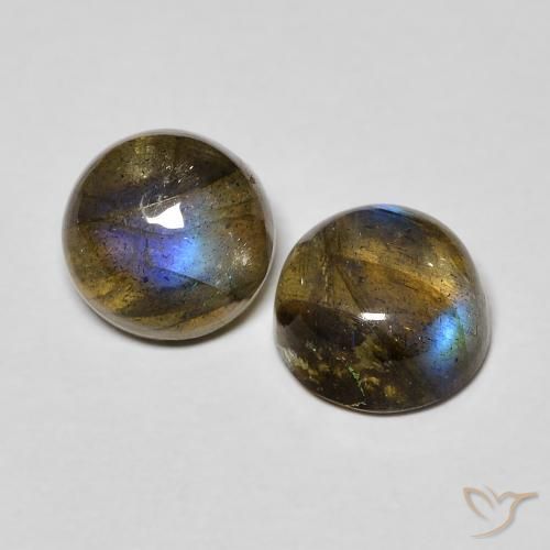 Gemas de Labradorita Multicolor natural de 3.52 ct, Redondo, Translúcido