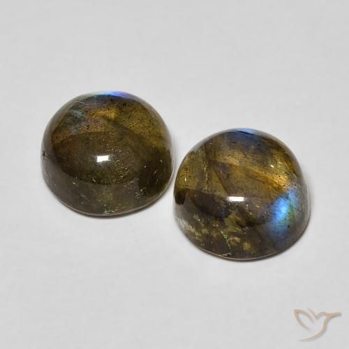 Gemas de Labradorita Multicolor natural de 3.52 ct, Redondo, Translúcido