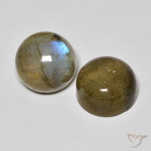 Gemas de Labradorita Multicolor natural de 10.32 ct, Redondo, Translúcido
