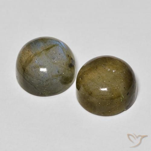 Gemas de Labradorita Multicolor natural de 10.32 ct, Redondo, Translúcido