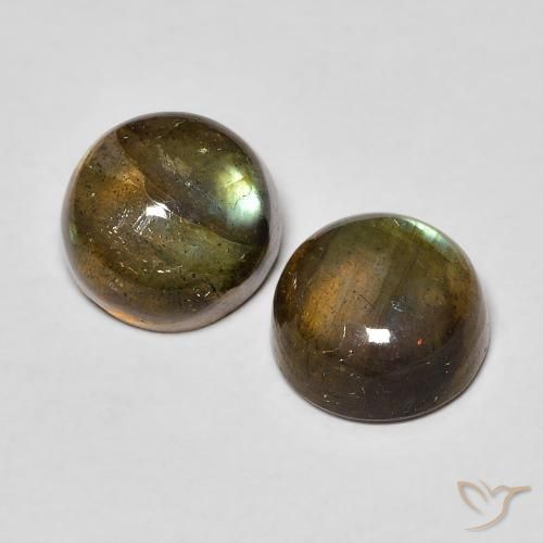 Gemas de Labradorita Multicolor natural de 3.39 ct, Redondo, Translúcido