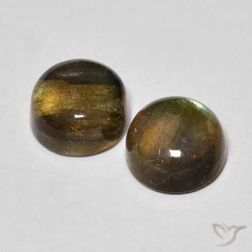 Gemas de Labradorita Multicolor natural de 3.39 ct, Redondo, Translúcido