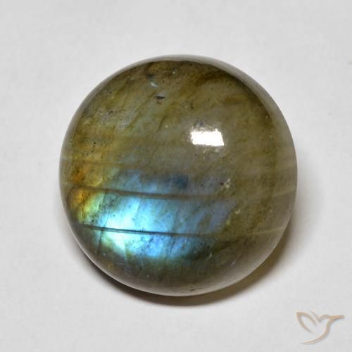 Labradorita Multicolor natural de 14.78 ct, Redondo, Translúcido