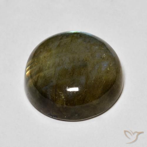 Labradorita Multicolor natural de 14.78 ct, Redondo, Translúcido