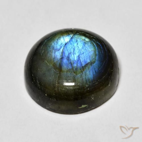 Labradorita Multicolor natural de 11.19 ct, Redondo, Translúcido