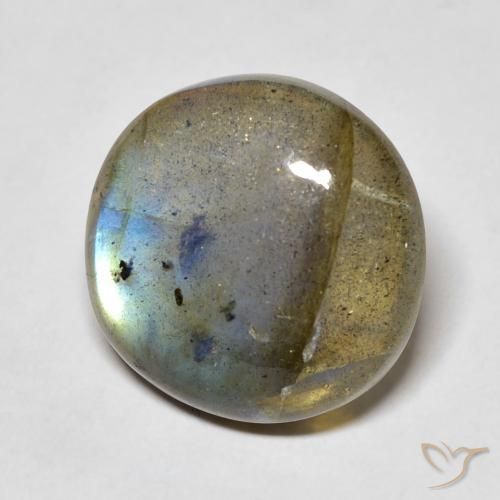 Labradorita Multicolor natural de 12.68 ct, Redondo, Translúcido