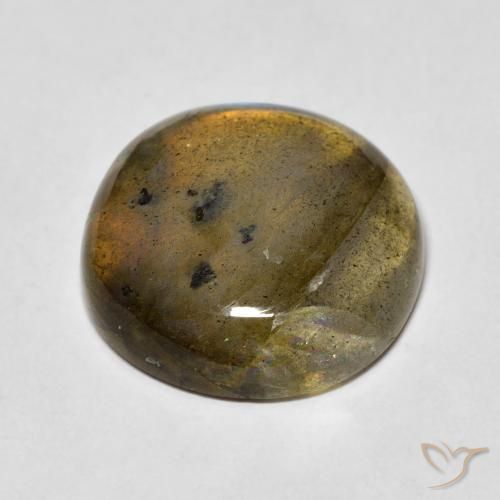 Labradorita Multicolor natural de 12.68 ct, Redondo, Translúcido