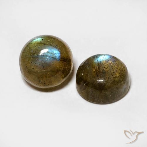 Gemas de Labradorita Multicolor natural de 2.18 ct, Redondo, Translúcido