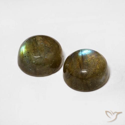Gemas de Labradorita Multicolor natural de 2.18 ct, Redondo, Translúcido