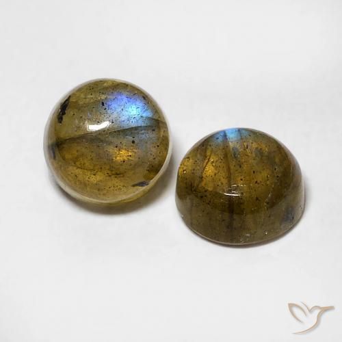 Gemas de Labradorita Multicolor natural de 2.18 ct, Redondo, Translúcido