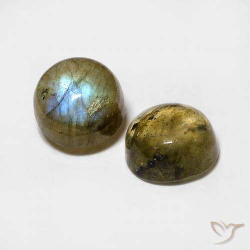 Gemas de Labradorita Multicolor natural de 1.98 ct, Redondo, Translúcido