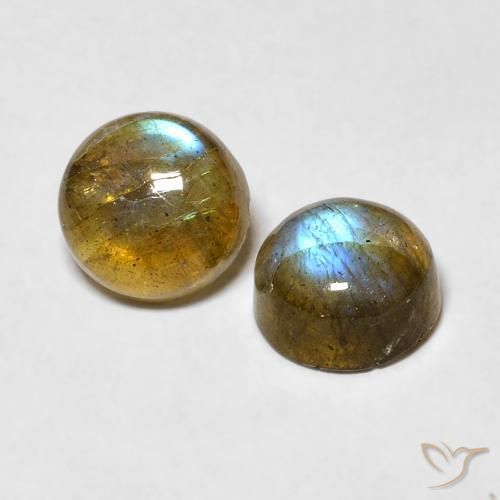Gemas de Labradorita Multicolor natural de 1.98 ct, Redondo, Translúcido