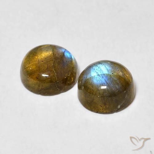 Gemas de Labradorita Multicolor natural de 1.98 ct, Redondo, Translúcido