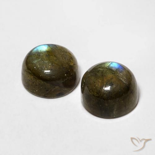 Gemas de Labradorita Multicolor natural de 2.43 ct, Redondo, Translúcido