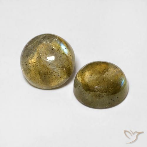 Gemas de Labradorita Multicolor natural de 1.86 ct, Redondo, Translúcido