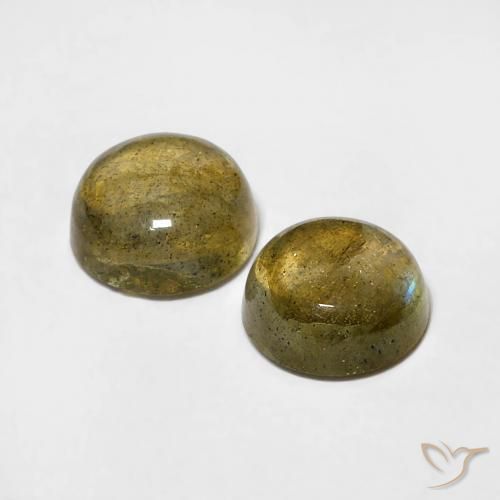 Gemas de Labradorita Multicolor natural de 1.86 ct, Redondo, Translúcido