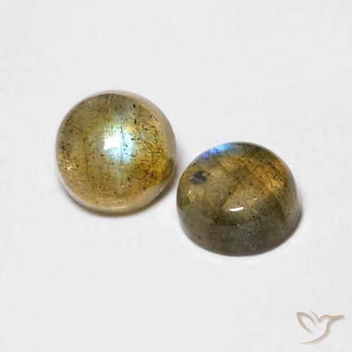 Gemas de Labradorita Multicolor natural de 1.16 ct, Redondo, Translúcido