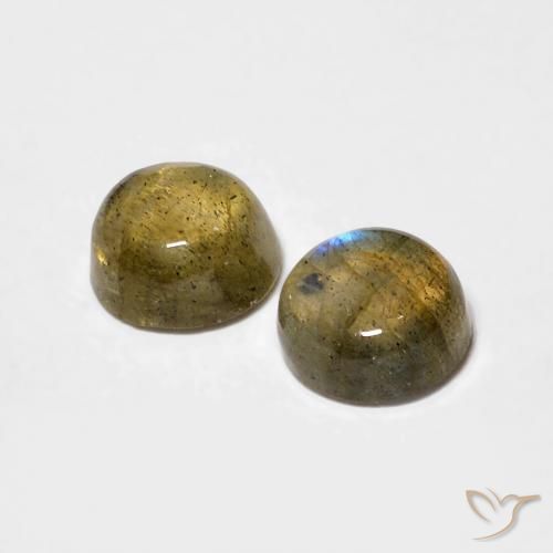 Gemas de Labradorita Multicolor natural de 1.16 ct, Redondo, Translúcido