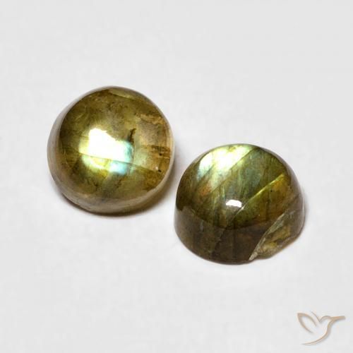 Gemas de Labradorita Multicolor natural de 2.04 ct, Redondo, Translúcido