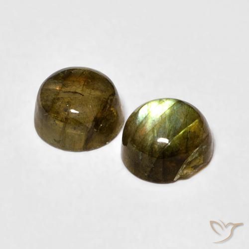 Gemas de Labradorita Multicolor natural de 2.04 ct, Redondo, Translúcido