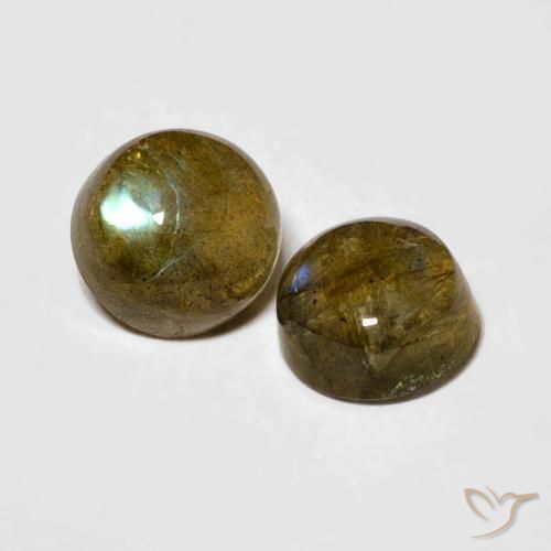Gemas de Labradorita Multicolor natural de 2.15 ct, Redondo, Translúcido