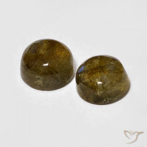 Gemas de Labradorita Multicolor natural de 2.15 ct, Redondo, Translúcido